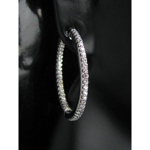 ダイヤモンド ピアス Pt900 フープ 中折れ エタニティ 1.24ct SIクラス