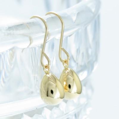 18k ピアスシンプルフックピアス ジプシーピアス タマゴ 地金 ピアス 
