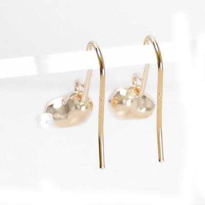 K18 変形ハート フック 式 ピアス ジプシー 地金 18K 18金