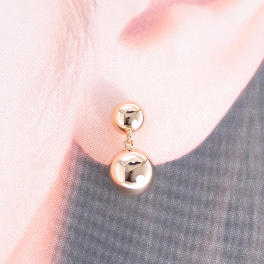 レディースピアス K18 5mm + 7mm 地金 丸玉 18金 シンプルピアス