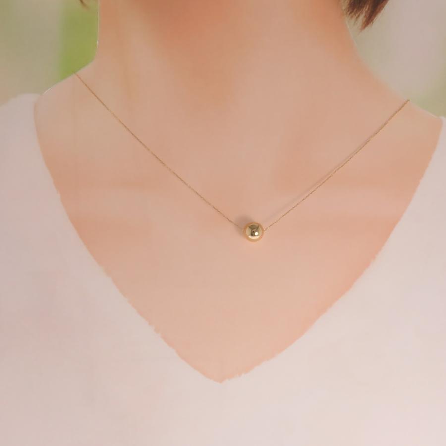 丸玉 ペンダント ネックレス 40cm 8mm K18 18金 シンプル デザイン 