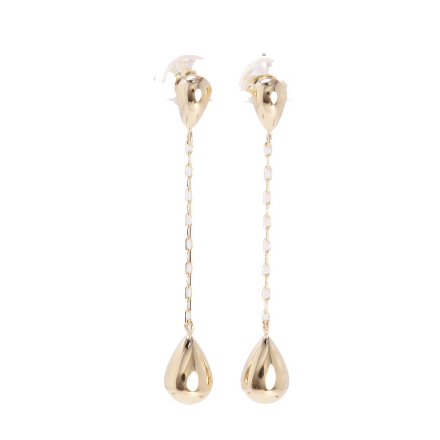 ピアス ティアドロップ あずきチェーン ロングピアス ツユ 型 K18 地金