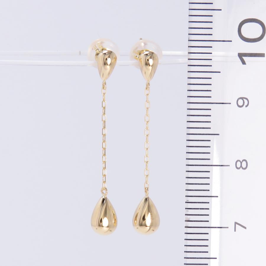 ピアス ティアドロップ あずきチェーン ロングピアス ツユ 型 K18 地金