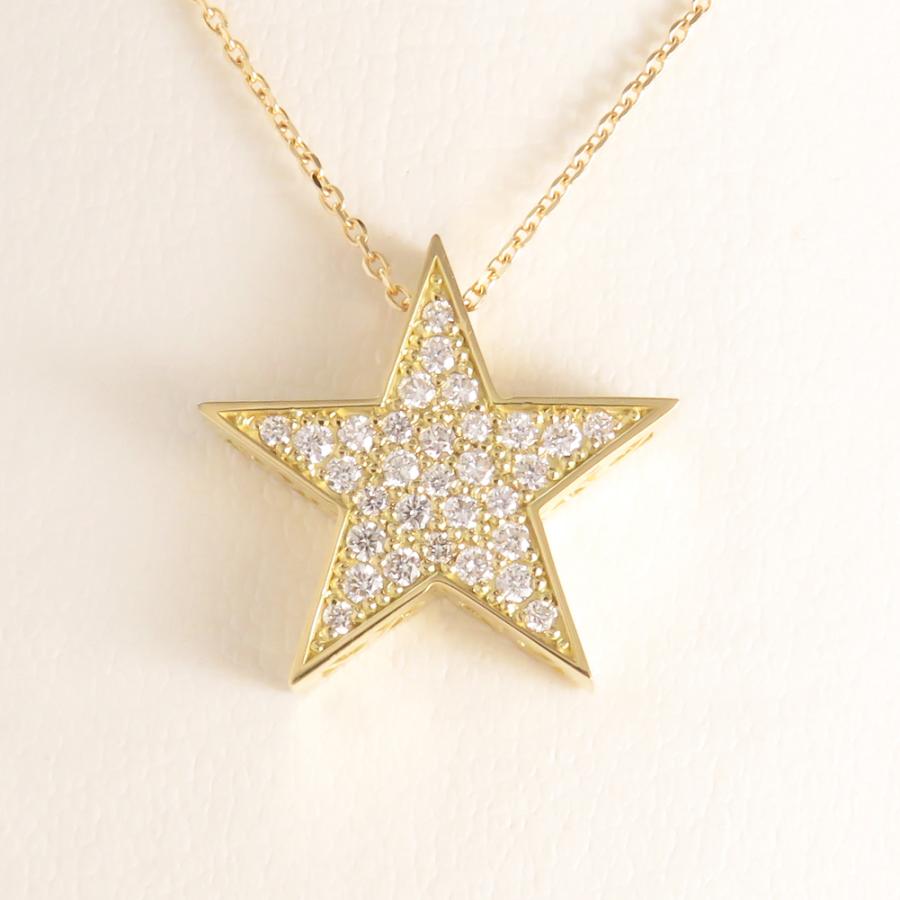 k14金 星形ペンダント ネックレス K18 ダイヤモンド スター ペンダントネックレス 0.4ct 星型 ほしがた