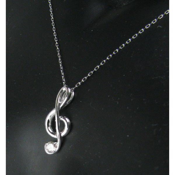 ダイヤモンド ネックレス 18k ト音記号 ペンダントネックレス K18 18金 