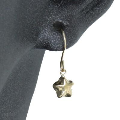 K18 星 スター フック 式 ピアス ジプシー 地金 18K 18金 ホワイト 