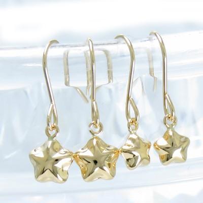 K18 星 スター フック 式 ピアス ジプシー 地金 18K 18金 ホワイト 