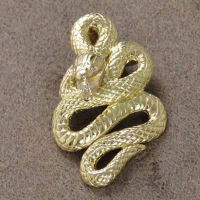 ネックレス メンズ 金 蛇 ペンダントヘッド K18 ダイヤモンド0.11ct 