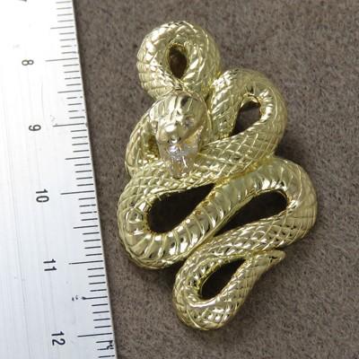 ネックレス メンズ 金 蛇 ペンダントヘッド K18 ダイヤモンド0.11ct