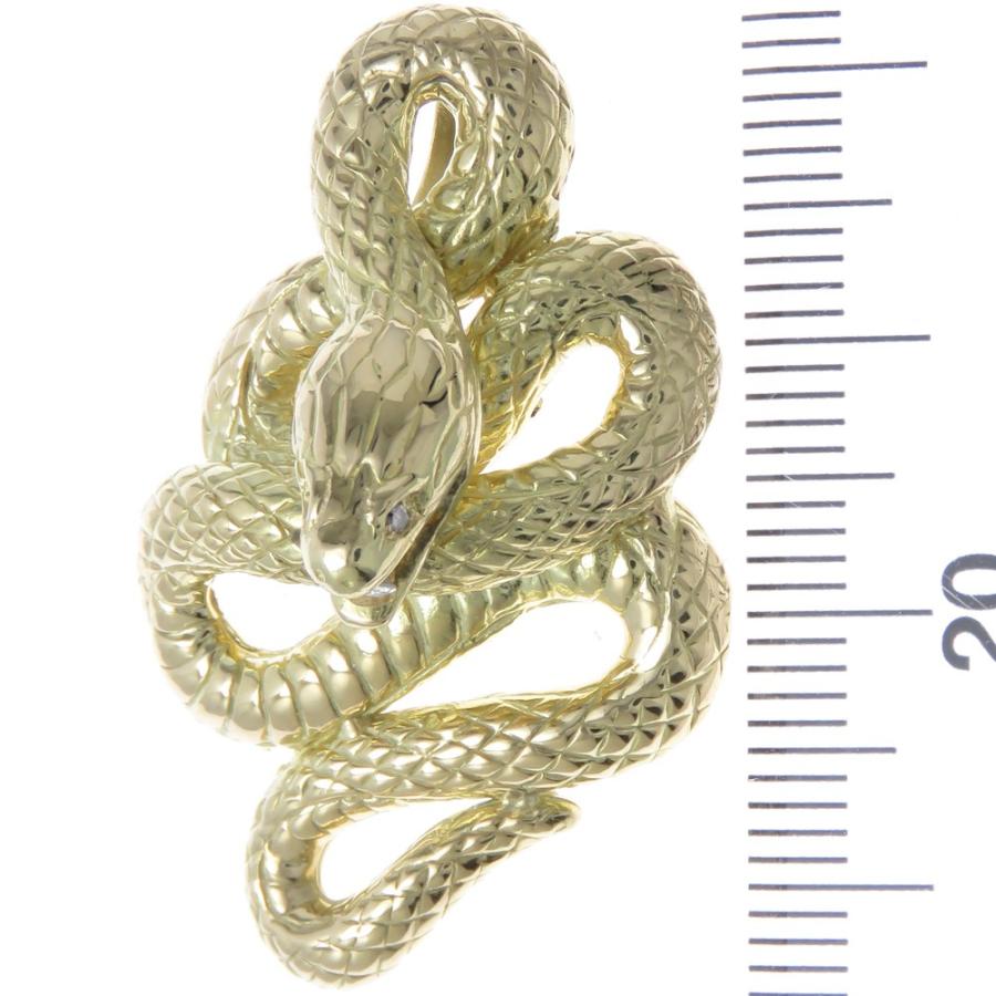 ネックレス メンズ 金 蛇 ペンダントヘッド K18 ダイヤモンド0.11ct 