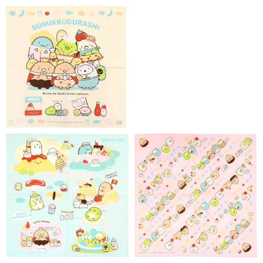 すみっコぐらし　お弁当　ランチクロスまとめ売り すみっコぐらし ナフキン3枚セット 日本製 綿100% ランチクロス 43