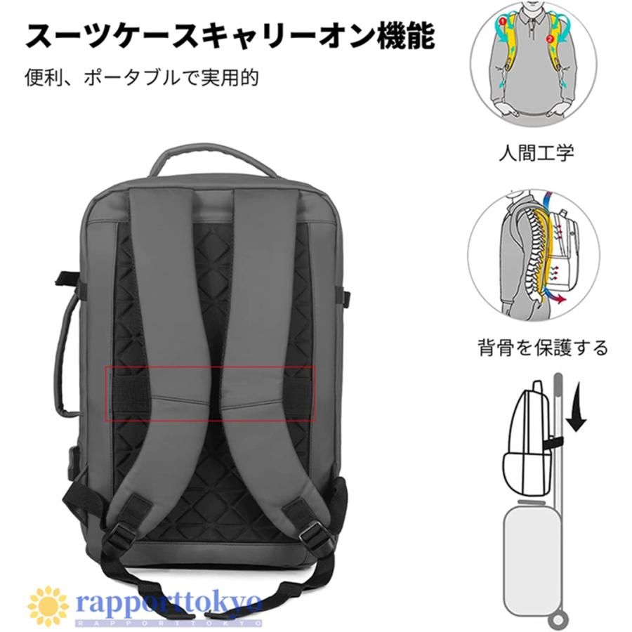 リュックサック メンズ 大容量 防水 180度開閉可能 充電ポート付き