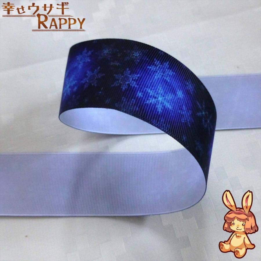 雪の結晶柄 グログランリボン 38mm 2m : 幸せウサギRAPPYヤフー店 