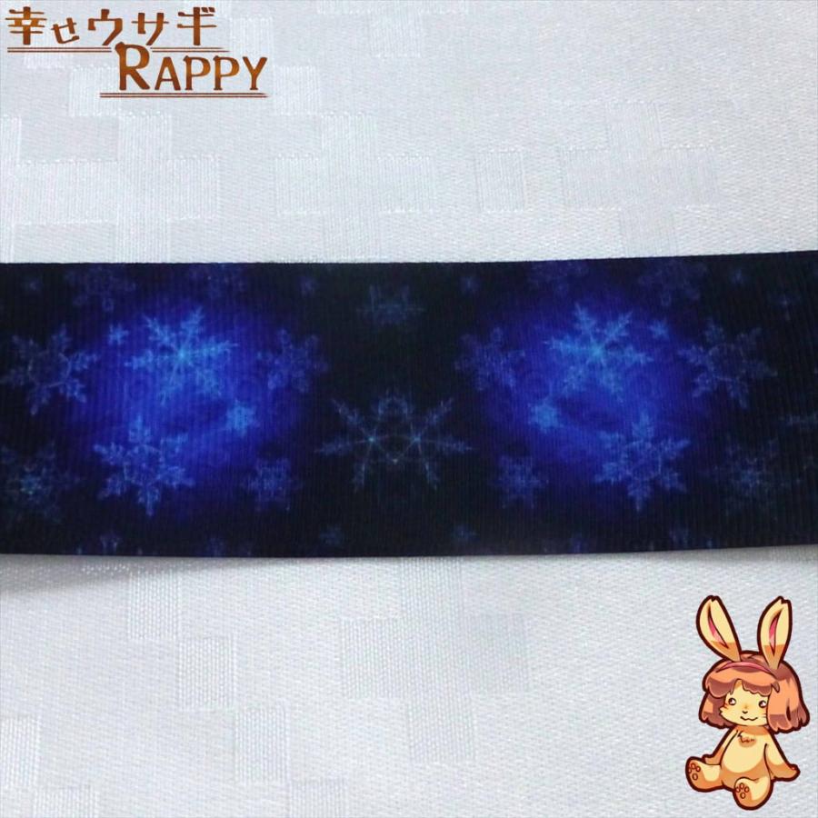 雪の結晶柄 グログランリボン 38mm 2m : 幸せウサギRAPPYヤフー店 