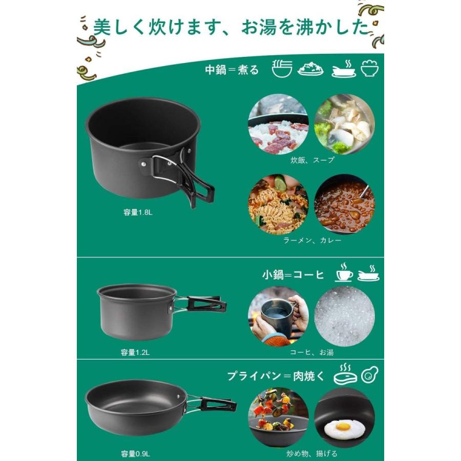 キャンプクッカーセット 出産祝いなども豊富 アウトドアクッカーezcamp登山用鍋9点セット 超軽量コンパクト 折り畳み式 2 3人適応