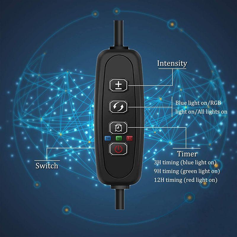 Lominie 水中led アクアリウムライト 水草 タイマー付き 60cm水槽 ライト 水槽照明 Ip 調光可能 14w 超目玉 90led 淡水