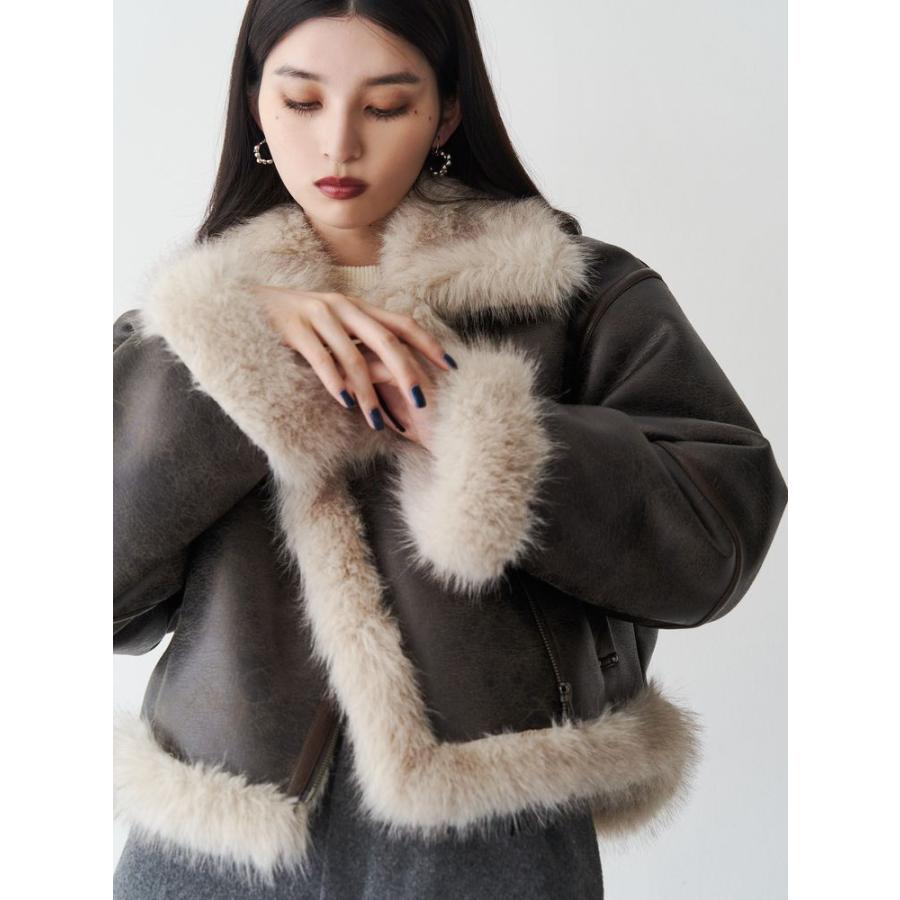 MURUA（ムルーア） アンイーブンショートフェイクムートンジャケット