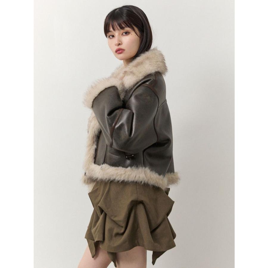 MURUA（ムルーア） アンイーブンショートフェイクムートンジャケット