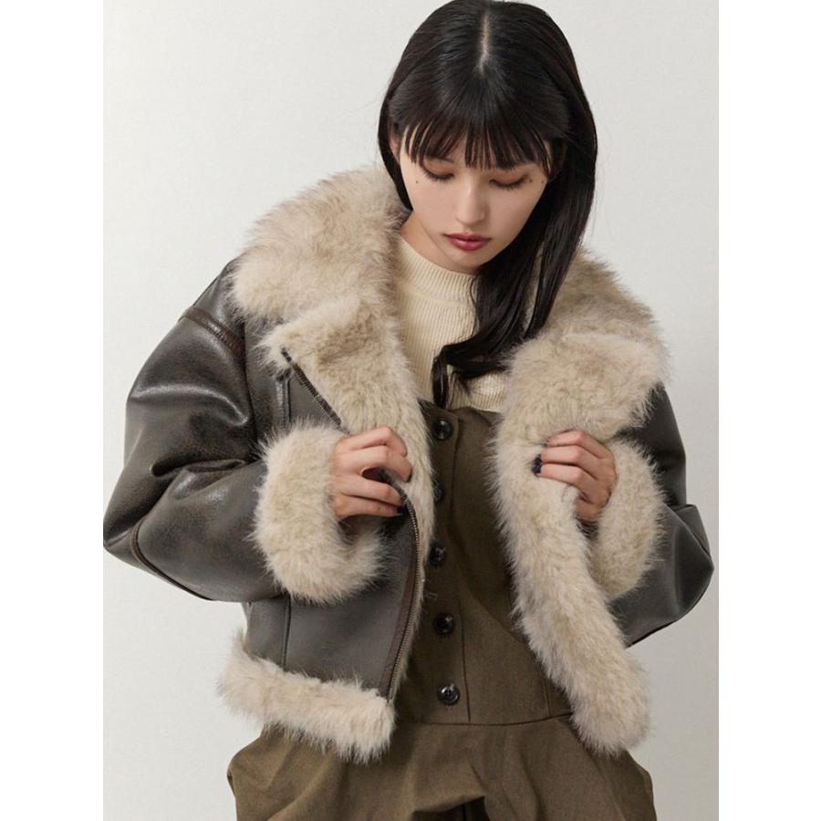 MURUA ムルーア　フェイクムートンショートジャケット 最終値下げ MURUA（ムルーア） アンイーブンショートフェイクムートンジャケット