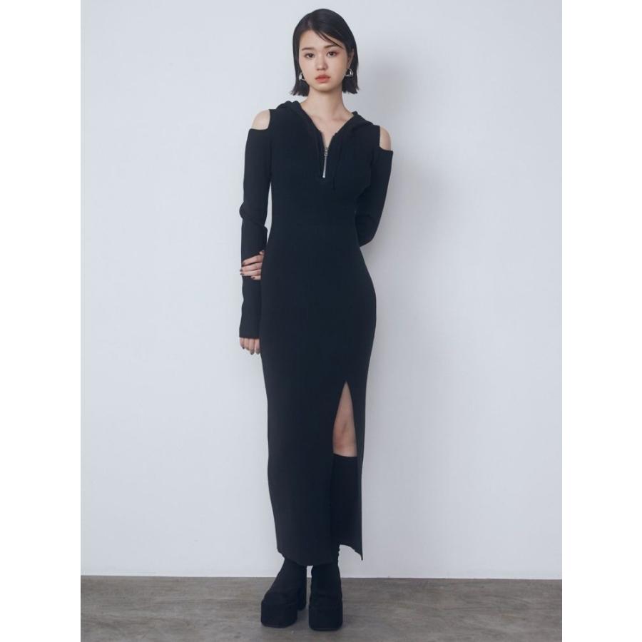 EMODA（エモダ） (エモダ）カットアウトフードニットワンピース 即日