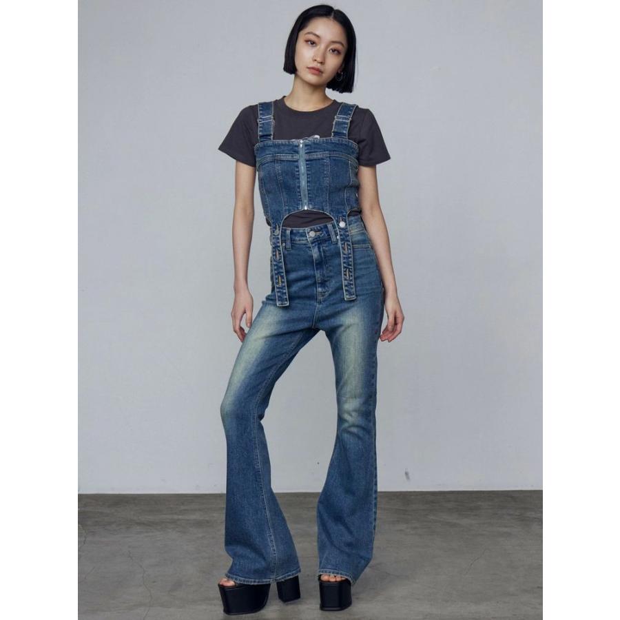 EMODA コルセットハングデニムサロペット S ブラック コルセットハングデニムサロペット（サロペット/オーバーオール