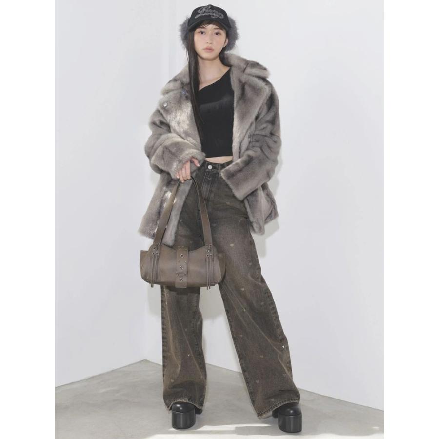 エモダ　グレー フェイクファーコート エモダ EMODA EMODA ミディーフェイクファーコート（グレー） （グレー