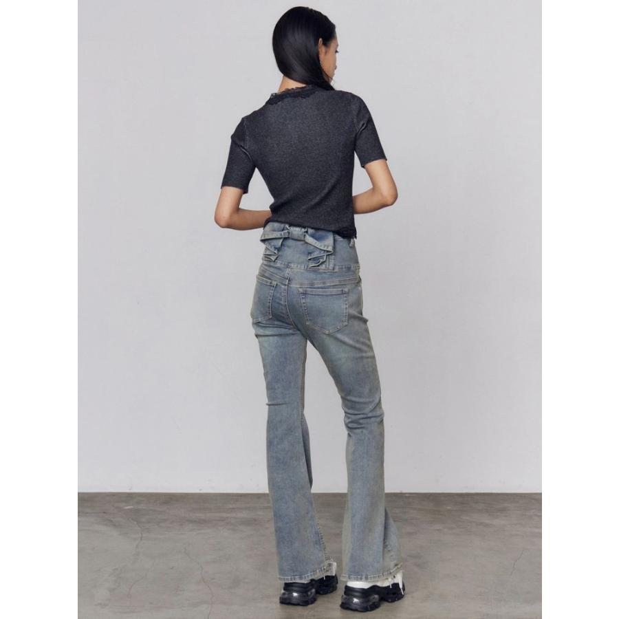 EMODA  エモダ バックリボンフレアハイウエストパギンス 即日発送の画像
