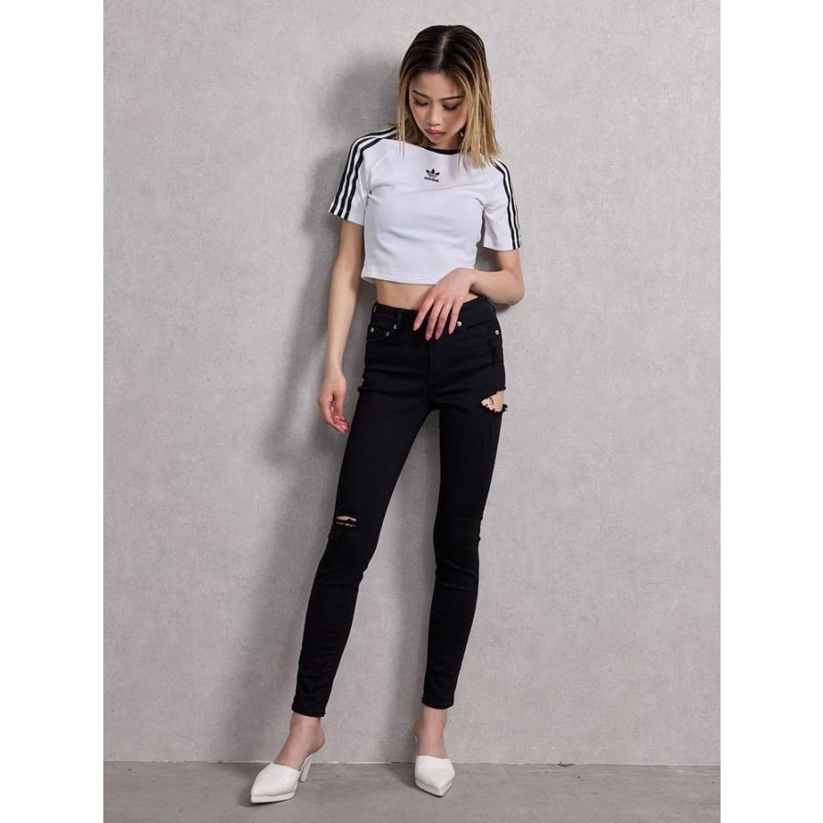 GYDA（ジェイダ） ミドルウエストSIDE RIPPEDカラースキニーパンツ