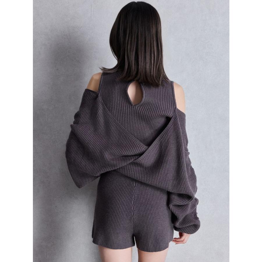 GYDA（ジェイダ） アームギャザーレイヤードニットロンパース 即日発送