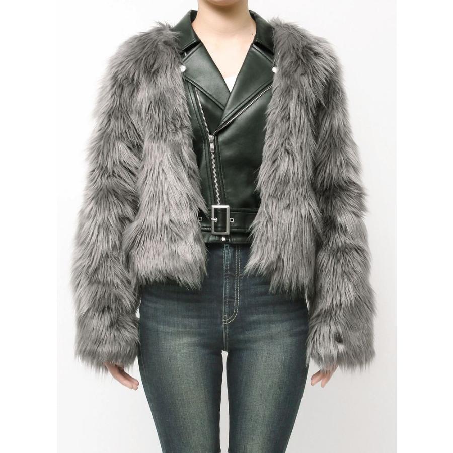 GYDA（ジェイダ） レイヤードエコファーライダースジャケット 即納