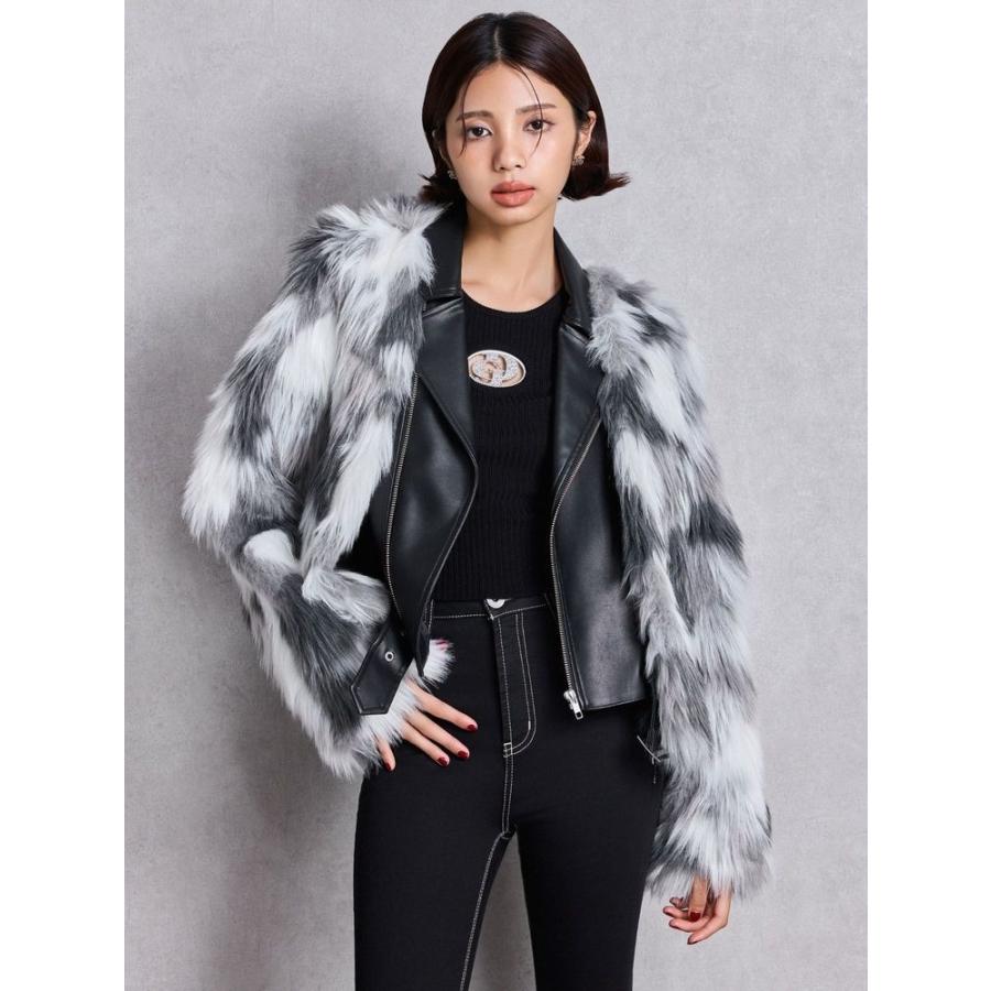 GYDA（ジェイダ） レイヤードエコファーライダースジャケット 即納