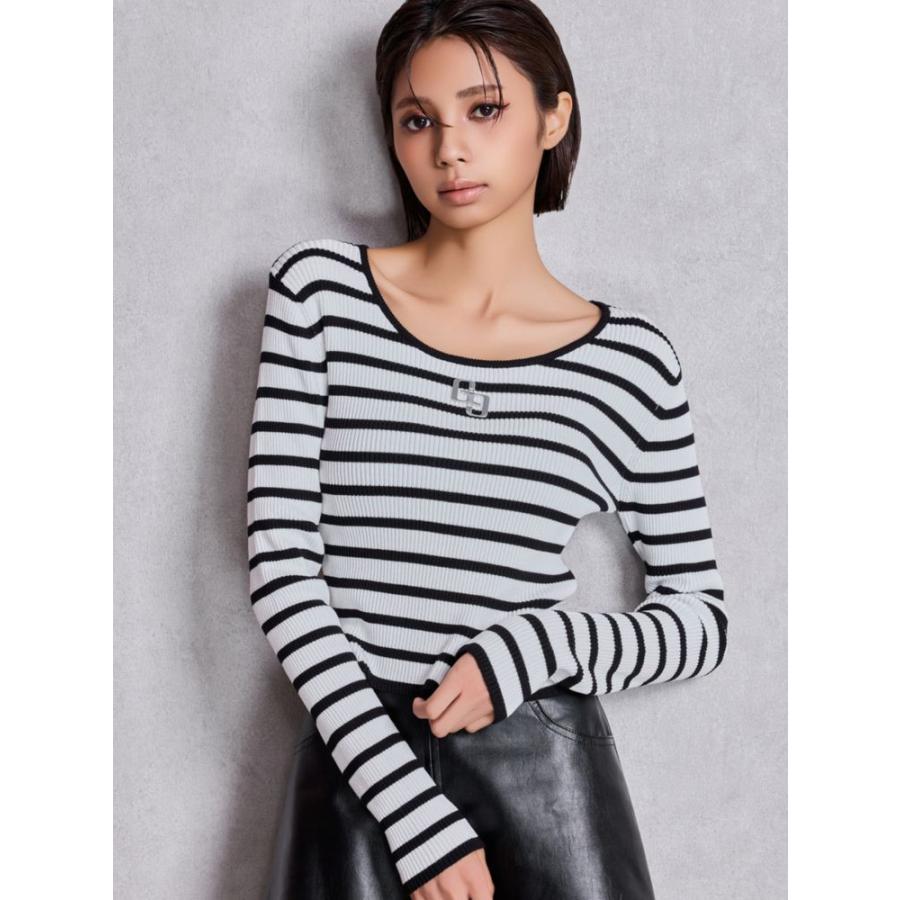 GYDA.ニット２枚セット黒グレー GG two color scheme ニットトップス[品番：MKSW0065753]｜GYDA