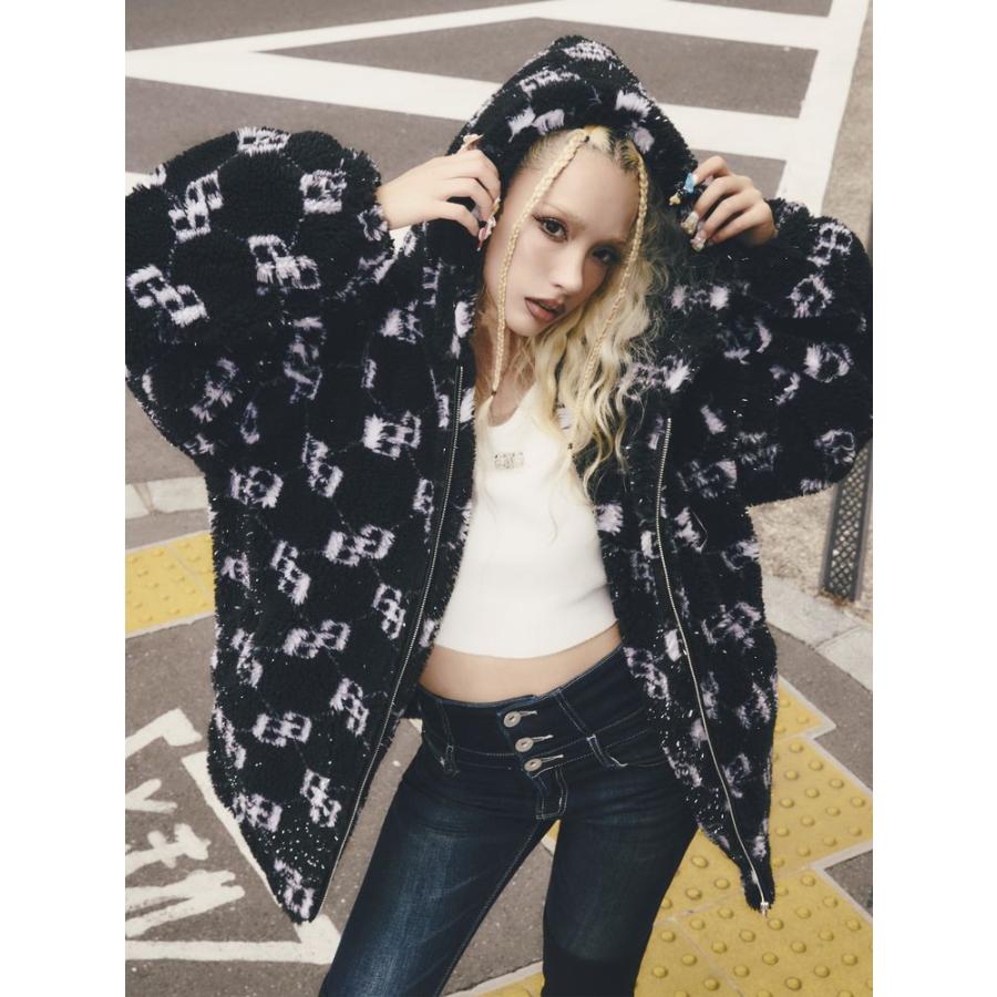 即日発送！GYDA GGラメボアBIGブルゾン　グレー GYDA（ジェイダ） ブルゾン アウター GGラメボアBIGブルゾン