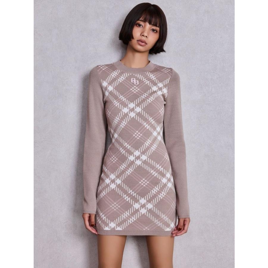 GYDA（ジェイダ） GG embroideryラメCHECKニットワンピース 即日発送