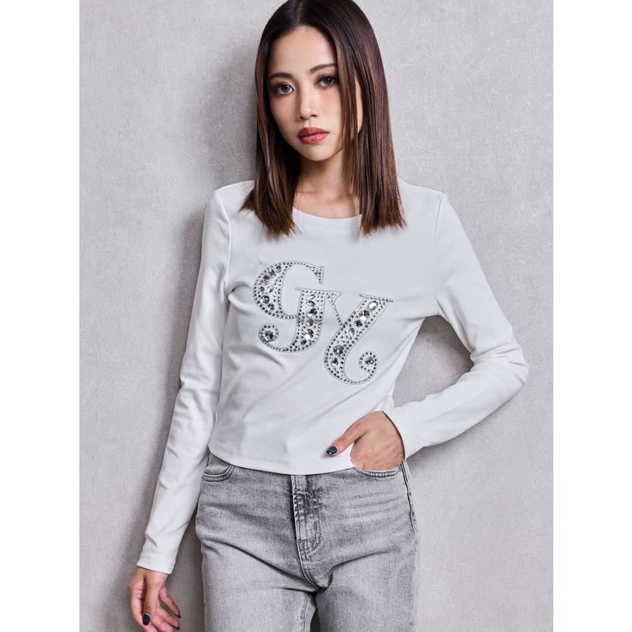 即日発送！GYDA GY bijou long sleeve トップス　ホワイト GYDA（ジェイダ） GY bijou long sleeve トップス 即日発送 : RAPTURE