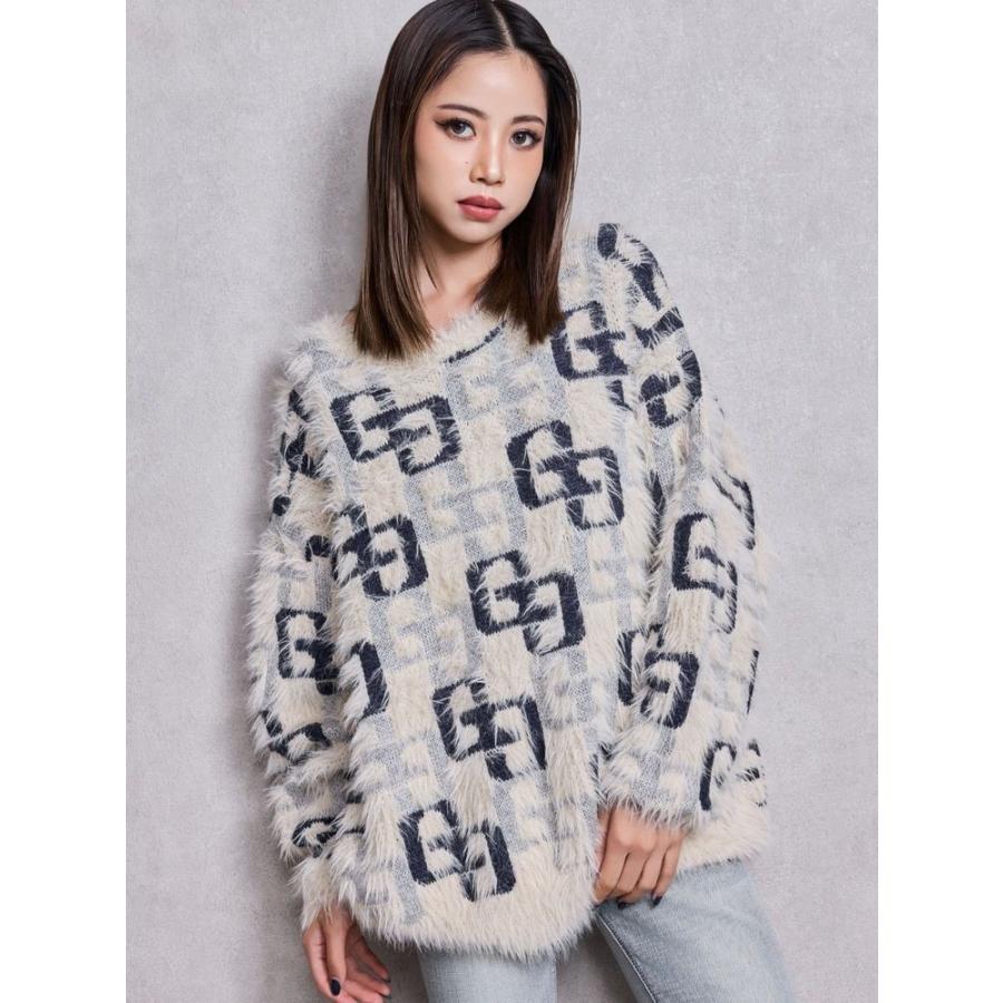 GYDA（ジェイダ） GG PATTERN MIXシャギーニットトップス 即日発送