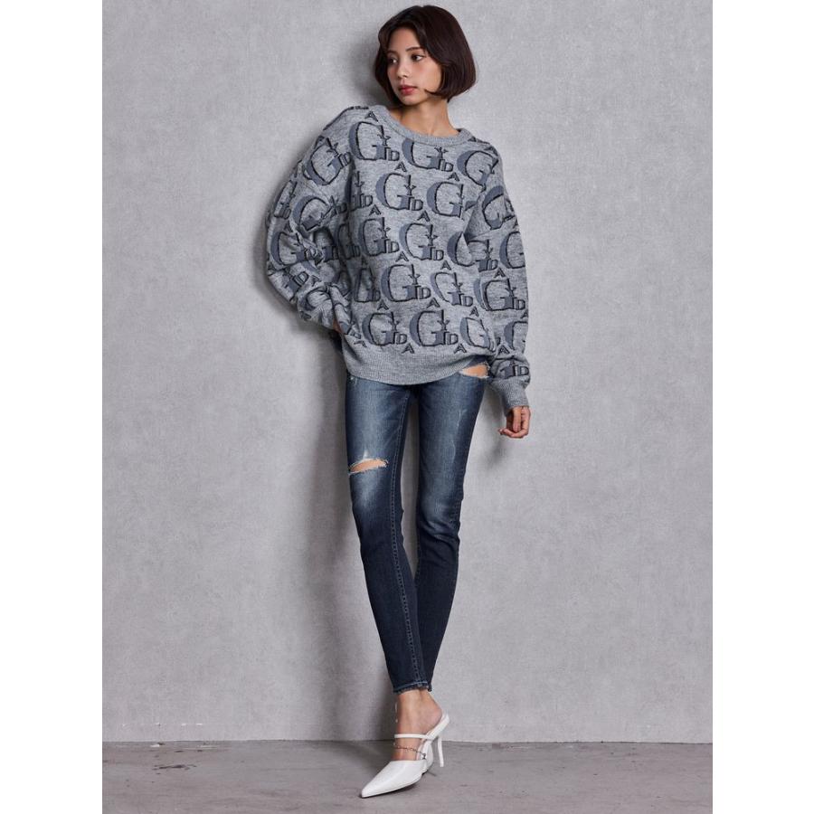 GYDA PATTERN ニットトップス 【完売品】 ジェイダ GYDA GYDA PATTERN ニット トップス （BLK） -靴