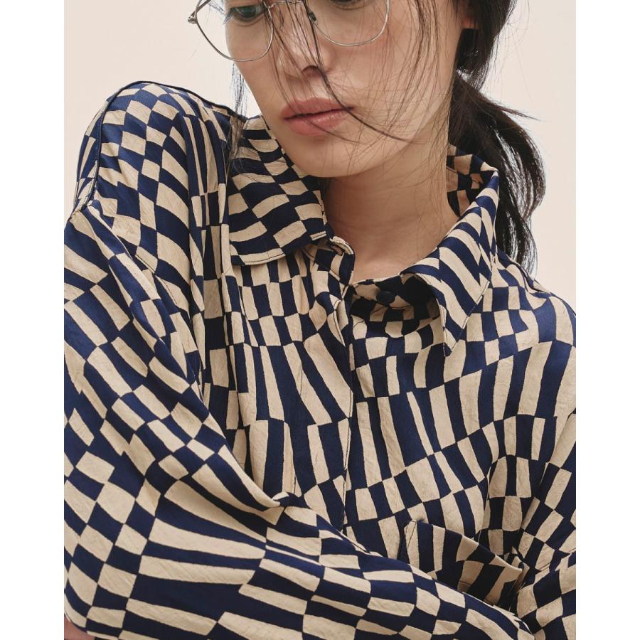 【値下げ】TODAYFUL ジオメトリック オーバー シャツ ネイビー 新品未使用 TODAYFUL ジオメトリック オーバー シャツ ネイビー