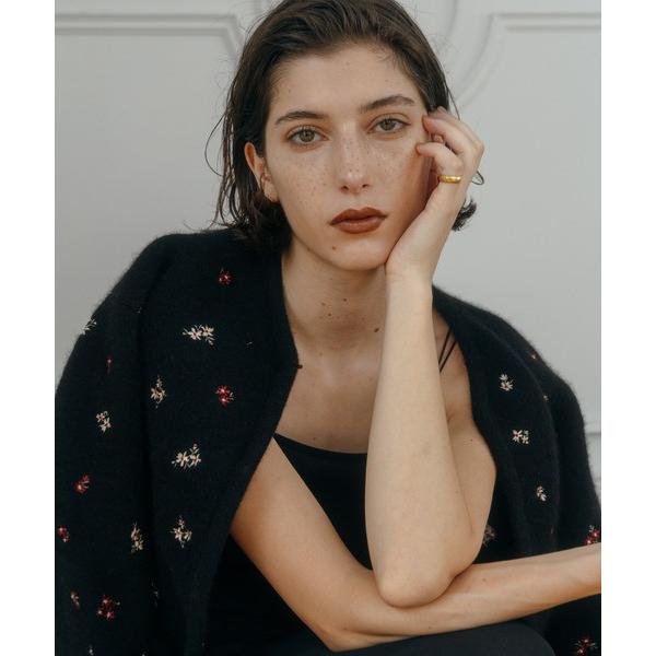 CREDONA（クレドナ） FLOWER EMBROIDERY KNIT JACKET BLKのみ即納