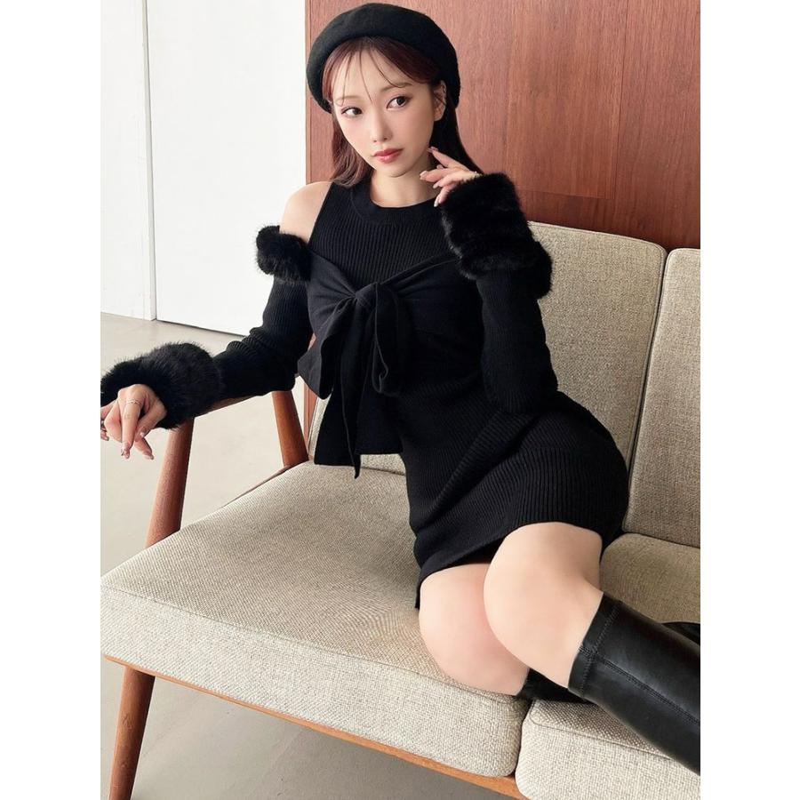 RESEXXY（リゼクシー） ポイントフェイクファーミニニットワンピース