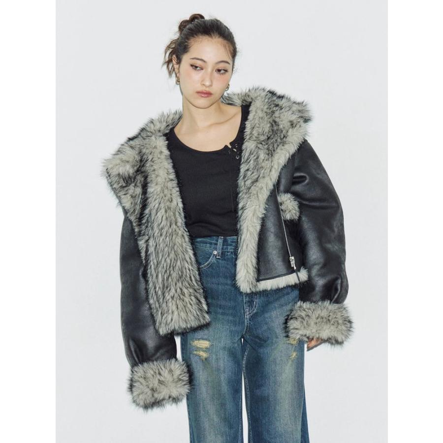 EVRIS リバーシブルフェイクファーブルゾン EVRIS（エヴリス） エブリス【SNSでバズり中】リバーシブルフェイク