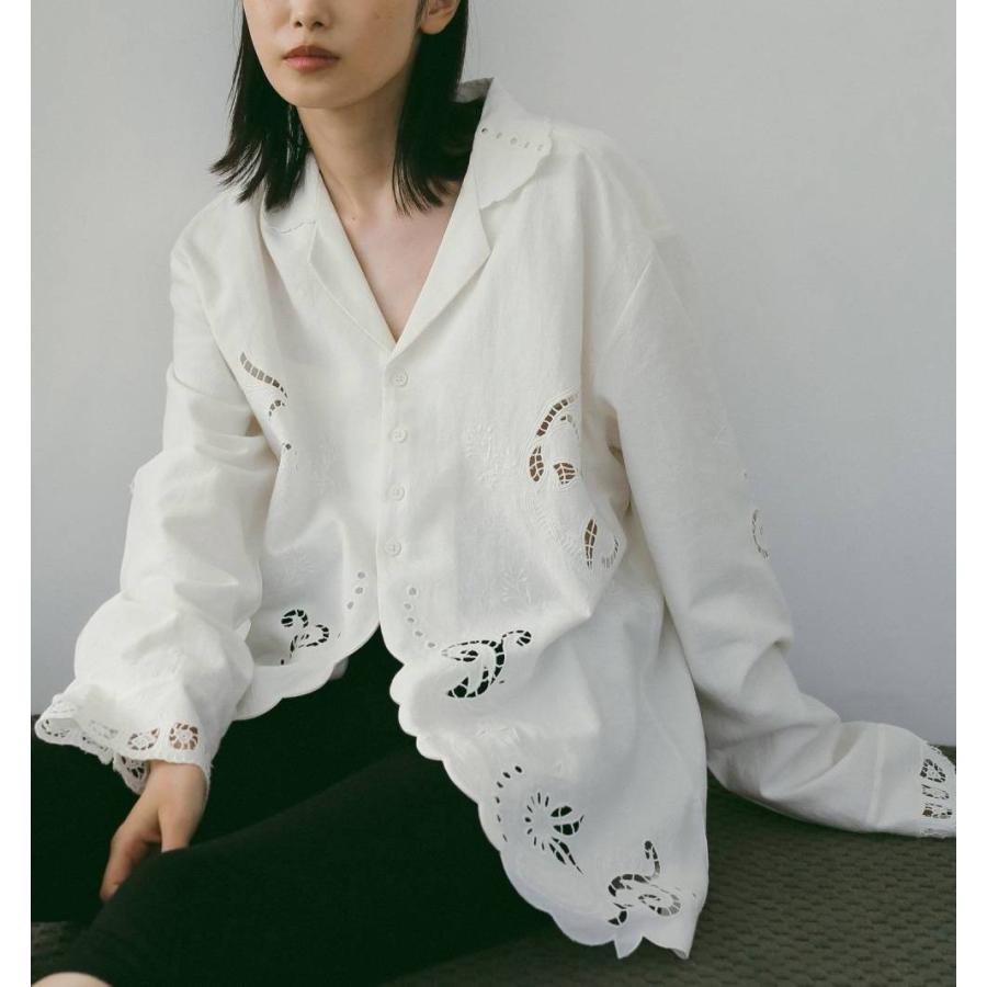 【新品】anuke Cutwork Opencollar Shirts 白 ànuke online store（アンヌーク） / Cutwork Opencollar