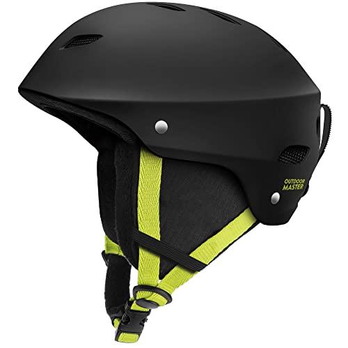 アウトドアマスターケルビンスキーヘルメット-男性用・女性用・青少年用スノーボードヘルメット (ブラック+レモン、M) :B074P4Y5KY