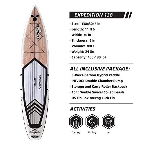 ✨美品✨ THURSO SURF Expedition 138 Touring Inflatable Stand Up Paddle Board SUP 116 x 30x 6Woven Drop-Stitch二層パッケージCarbon Hybrid Paddle/US To 【SK3664565382】(132002円)