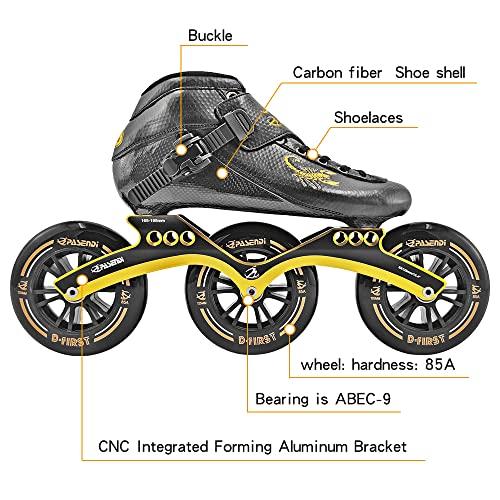 最新 PASENDI Professional Speed Skates Shoes 3 Wheels for Man 3 X 125 MM Big Wheels Carbon Fibre Roller Skating Shoes Black Inline Skate Shoes (ブラッ 【O1077253370】(38804円)