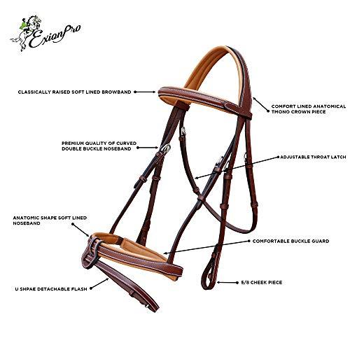 ExionProコンフォートライニングモノクラウンスナッフルブライドルU字型着脱式フラッシュホースブライドル&ラバー手綱付|Royal English Bridle for Horses ExionProコンフォートライニングモノクラウンスナッフルブライドルU字型着脱式フラッシュホースブライドル&ラバー手綱付|Royal English Bridle for Horses