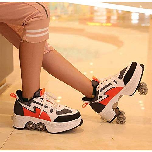 【限定品】 LDTXH自動歩行靴インビジブルローラースケート、2 in 1パルクールシューズ/インラインローラースケート靴、複列クワッドローラースケート屋外スポーツキック 【H3241690700】(18948円)