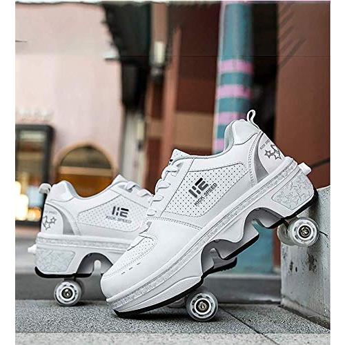 LDTXH自動歩行靴インビジブルローラースケート、2 in 1パルクールシューズ/インラインローラースケート靴、複列クワッドローラースケート屋外スポーツキック in LDTXH自動歩行靴インビジブルローラースケート 1パルクールシューズ/インラインローラースケート靴