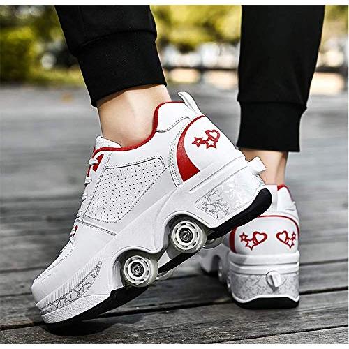 LDTXH自動歩行靴インビジブルローラースケート、2 in 1パルクールシューズ/インラインローラースケート靴、複列クワッドローラースケート屋外スポーツキック in LDTXH自動歩行靴インビジブルローラースケート 1パルクールシューズ/インラインローラースケート靴