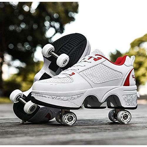 LDTXH自動歩行靴インビジブルローラースケート、2 in 1パルクールシューズ/インラインローラースケート靴、複列クワッドローラースケート屋外スポーツキック in LDTXH自動歩行靴インビジブルローラースケート 1パルクールシューズ/インラインローラースケート靴